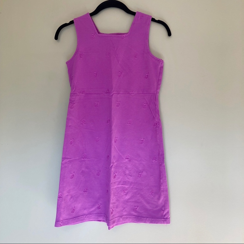 Talbots Kids Embroidered Dress Flower Purple